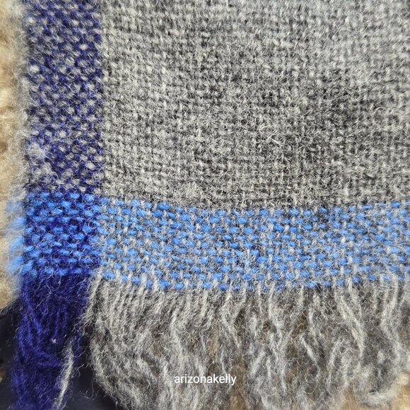 NWT Drake's Wool Cashmere Scarf Grey with Blue Border - Picture 3 of 16